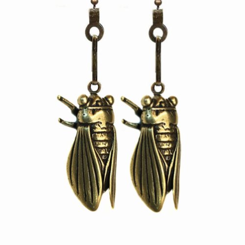 GDQLCNXB Ceiling Fan Pull Chain Set, 12 Inches Vintage Solid Cicadas Charm Pendant Pull Chain Extender with Connector, 4Pcs