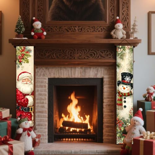 Nuxovilar Merry Christmas Door Cover Banner 2Pcs 71x12In Polyester