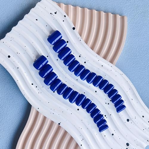 XCREANDO Royal Blue Press on Nails Medium Square Fake Nails Set