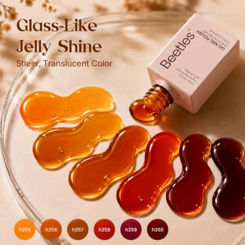 Beetles Jelly Tortoise Fall Gel Nail Polish Set - 6 Transparent Colors