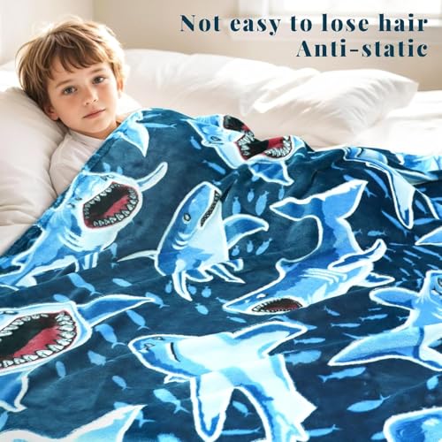 Glow in the Dark Shark Blanket for Kids - Soft Toddler Throw 40"x60"