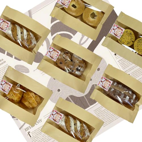 Kraft Paper Bread Bags with Window & Twist Tie - 10 Pack