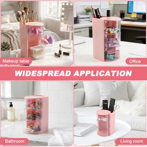 3-Layer Rotatable Hair Accessories Organizer - Pink Hair Brush Holder