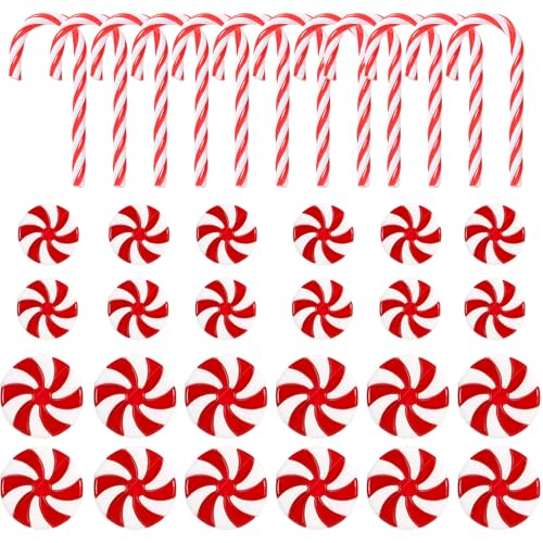 48 Pcs Christmas Candy Decorations Set - Peppermint, Candy Cane & Swirls