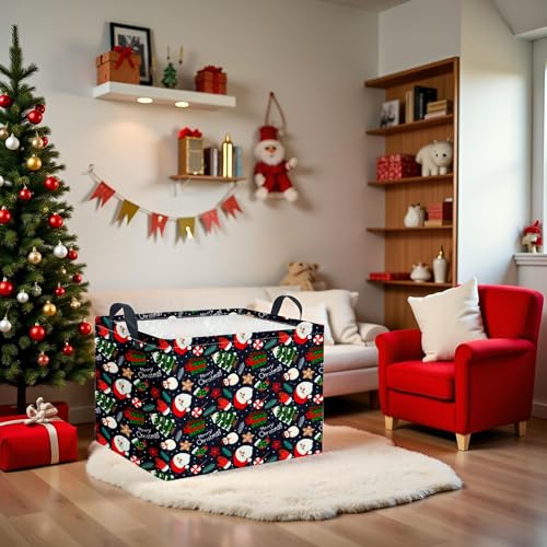 Collapsible Christmas Storage Basket Waterproof Rectangular Bin Blue