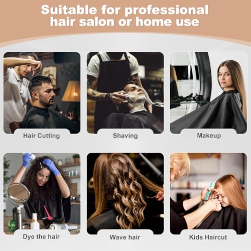 Professional Hair Cutting Cape with Adjustable Snap Closure Black 57" x 51"