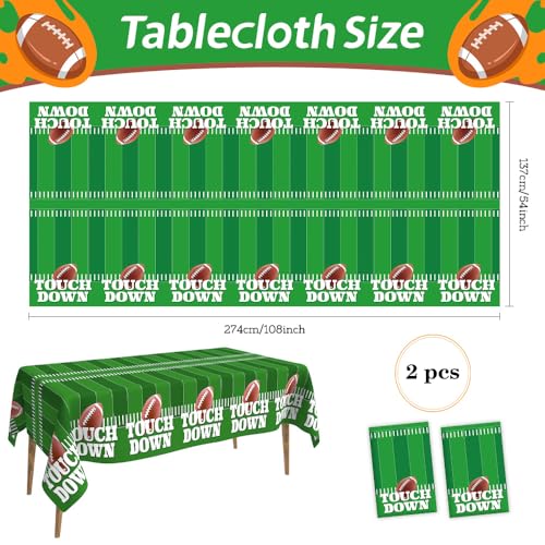 Football Tablecloth Set - 2 Disposable Plastic Covers, 54x108"