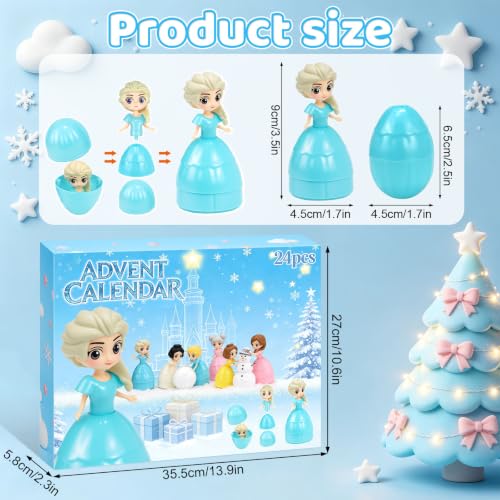 Princess Advent Calendar 24 Days Christmas Surprise Eggs for Kids