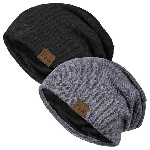 2 Pack Slouch Beanie Warm Mens Womens Soft Beanies Hats Slouchy Oversized Caps Knit Hats Winter Gift for Men