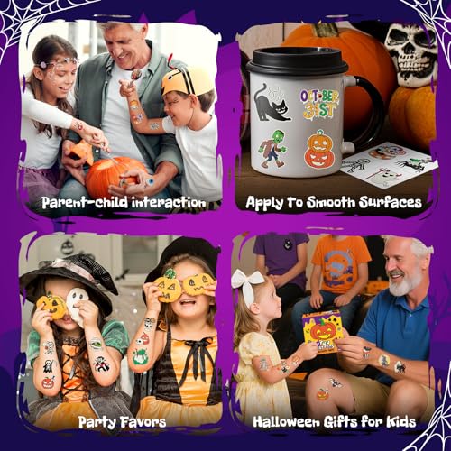EMOME 192 Pcs Luminous Halloween Temporary Tattoos for Kids Party Favors