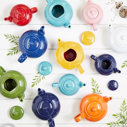 RSVP International Stoneware Teapot Collection, Microwave and Dishwasher Safe, 16 oz, Pink