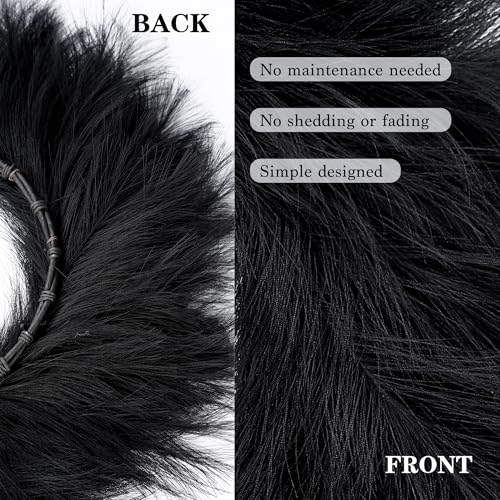 Black Pampas Grass Wreath 26 Inch Faux Boho Farmhouse Wall Decor for All Seasons