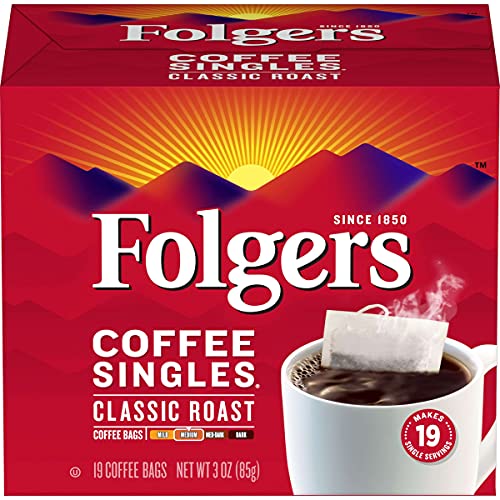 Folgers Classic Roast Coffee Singles, 19 Count - Medium Roast