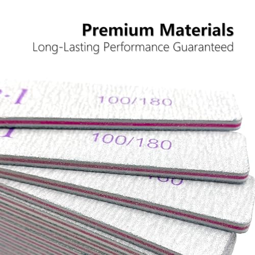 BIDEX 15-Piece Professional Nail Files 100/180 Grit Dual-Sided Nail Buffers