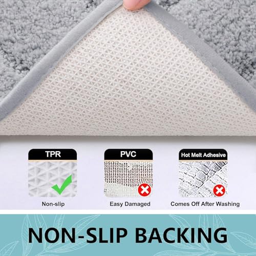 Buganda 24x16 Grey Microfiber Bathroom Rug - Soft & Absorbent