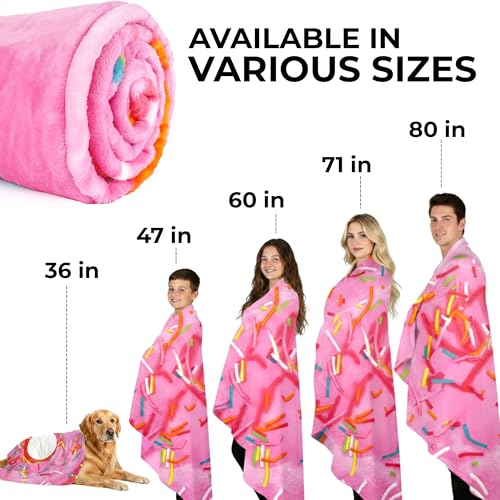 Zulay Kitchen Pink Glazed Donut Blanket - Soft Flannel Throw for Adults & Kids, 36 Inches