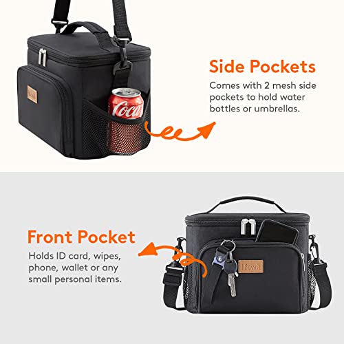Lifewit Medium Insulated Lunch Bag, Portable Leakproof Cooler - Black
