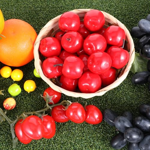 20 PCS Mini Artificial Red Apples - 1.8 Inch Lifelike Foam Fruit Decor
