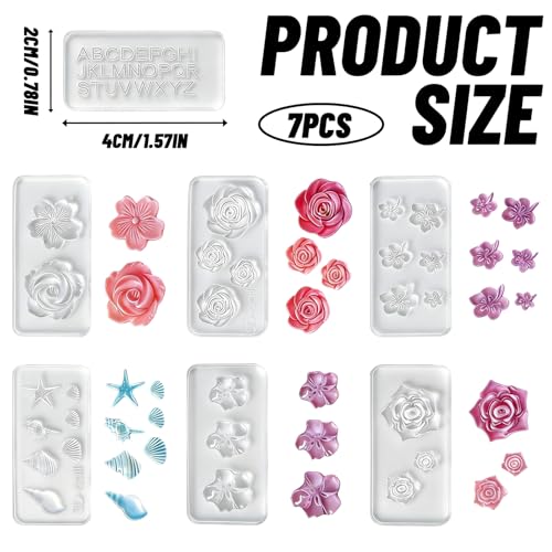 LUSTRIB 7 Pcs 3D Silicone Nail Molds for Acrylic & Gel Nail Art