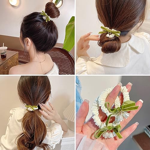 Lily of the Valley Floral Hair Ties - 2 Pack Flower Ponytail Holders