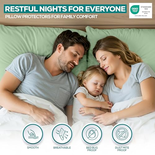 King Size Pillow Protectors - Set of 4 Waterproof Encasements