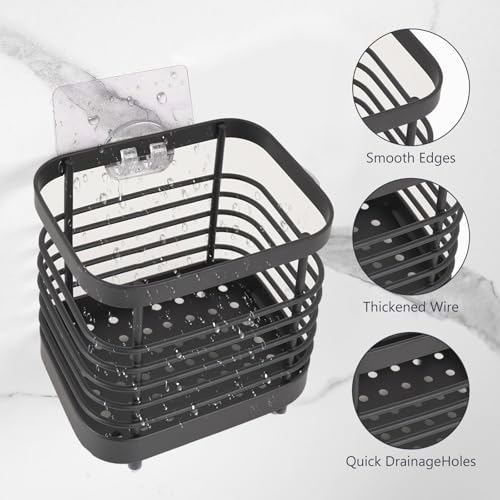 LUEXBOX Black Small Wall Mount Toothbrush Holder - Stainless Steel Organizer