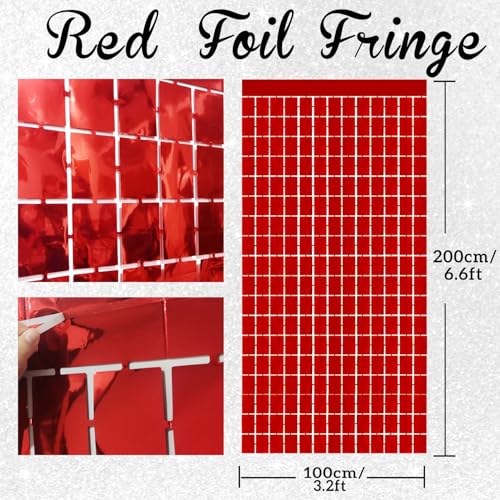 Red Metallic Foil Fringe Backdrop for Party Decorations
