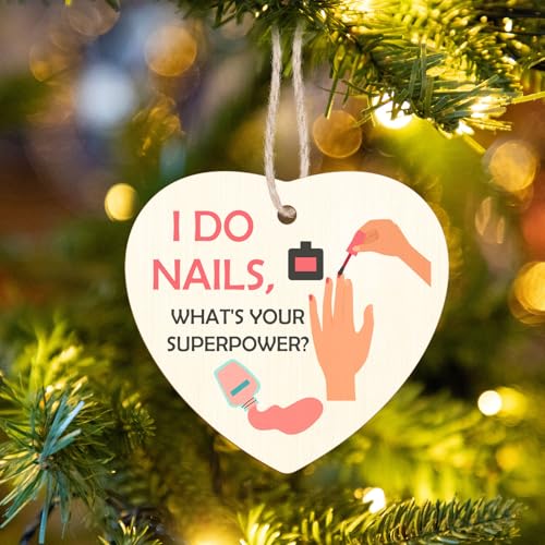 Nail Technician Christmas Ornament - Wooden Gift for Nail Techs