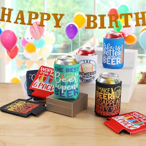 Funny Beer Can Cooler Sleeve - 12 Pcs Insulated Neoprene for 12 OZ Cans