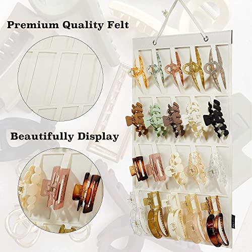 Hanging Claw Clip Organizer - Wall-Mounted Felt Storage for Hair Clips