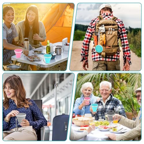 3 Pack Collapsible Cups for Traveling,Collapsible Travel Cup,Portable Reusable Silicone Drinking Folding Cup Set with Lid for Outdoor Adventures,Camping, Hiking, and Daily Use