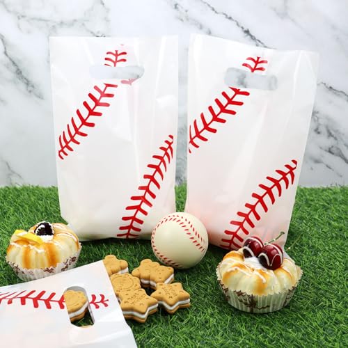 Baseball Goodie Bags 100 Pack Plastic Party Favor Loot Bags for Kids Birthday