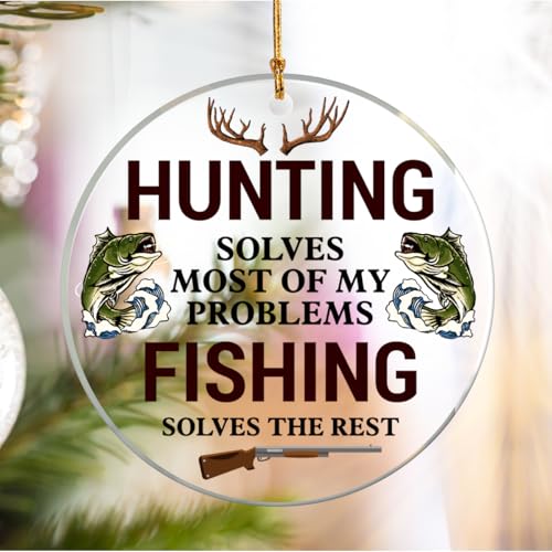 Hunting and Fishing Christmas Ornaments - Amusing Gift for Deer Hunters & Anglers, Acrylic Hanging Decorations - Variation: Hunting