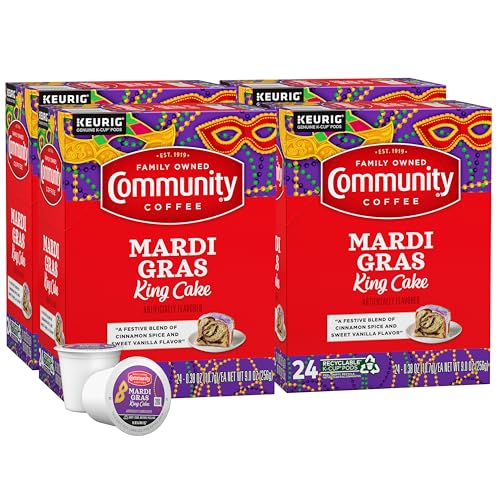 Mardi Gras King Cake Coffee Pods - 24 Count Pack of 4 | Medium Roast