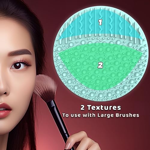 YalsFTY Silicone Makeup Brush Cleaner Mat - 2 Pack Dual-Sided Scrubber Pad