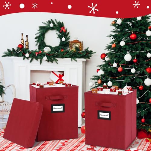 Deep Red 2 Pcs 16 Inch Nutcracker Storage Box - 9-Compartment Organizers