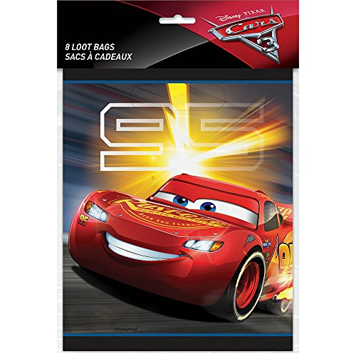 Disney Cars 3 Loot Bags - Pack of 8, Durable & Colorful Party Favors