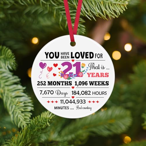 21st Birthday Gifts for Her - Elegant Ceramic Christmas Ornament