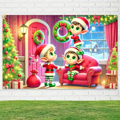 BlissYard Christmas Fireplace Backdrop 71x43 in Holiday Wall Banner