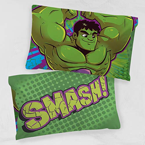 Jay Franco Marvel Hulk Standard Pillowcase - Reversible Soft Microfiber