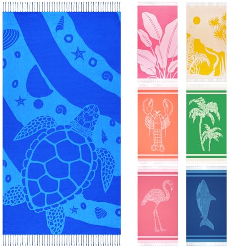 Genovega Oversized Turkish Beach Towel 72"x36" - Quick-Dry, Lightweight, Sand-Free