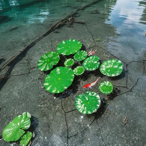 8Pcs Artificial Floating Lily Pads for Pond & Pool Decor