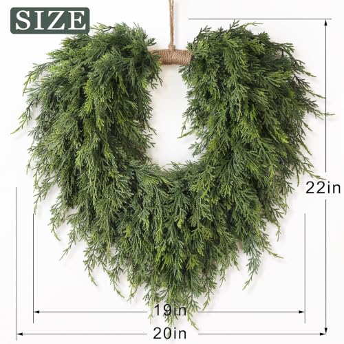 Artificial Heart-Shaped Cedar Wreath for Front Door & Holiday Decor