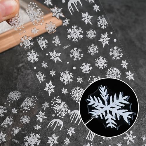 Namrec 12 Sheets Christmas Nail Art Stickers Self-Adhesive Snowflake Decals