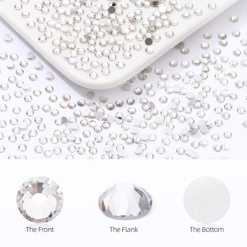 MEIBITE Crystal Clear SS3 Flatback Rhinestones 1440pcs Glass Nail Gems