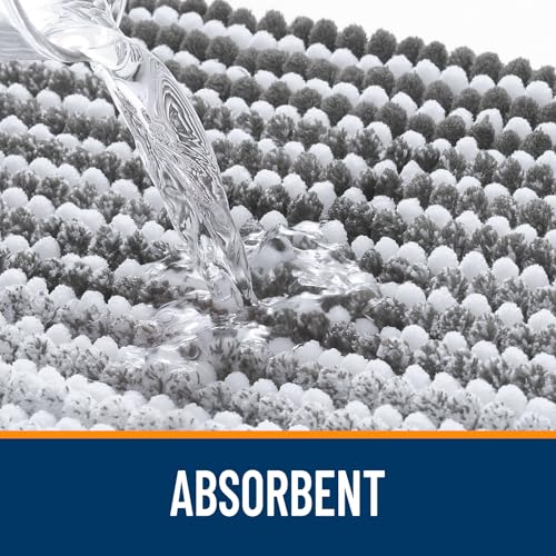 OLANLY Soft Chenille Striped Bathroom Rug 30x20 - Grey, Ultra Absorbent & Quick-Drying