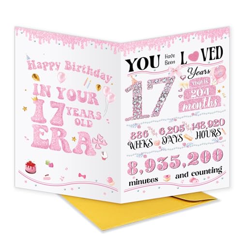 Cute 17th Birthday Card for Girls - Sweet Gift for Besties