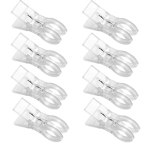 Heavy-Duty Beach Towel Clips for Chairs - 8-Pack Clear Windproof Clamps