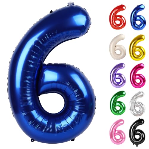 Night Blue 40-Inch Number 6 Balloon - Jumbo Birthday Decoration