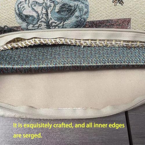 Jacquard Woven Floral Pillow Cover 18x18 | Vintage Tapestry Cushion for Sofa & Bed